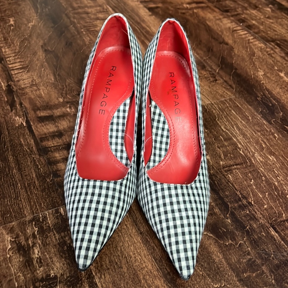 Rampage Pointy Toe Gingham Heel